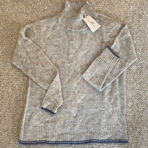 Vineyard Vines XS lofty fisherman sweater mock neck, light gray heather